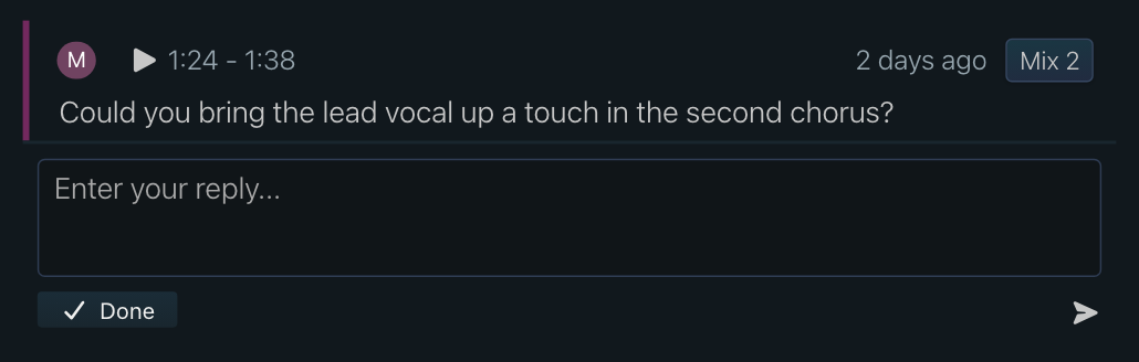 Client comments as a to-do list with completed items checked off
