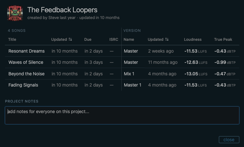 Project notes